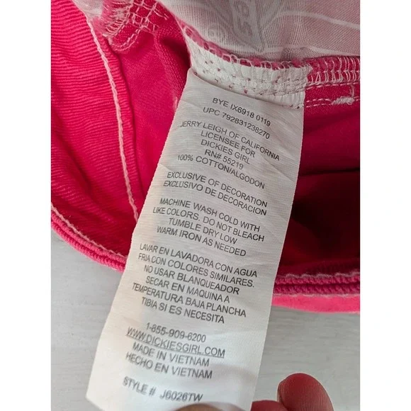 Dickies Denim Shorts Womens Hot Pink Twill Cotton Carpenter Juniors‎ Sz 1/25 Y2K - Picture 8 of 10